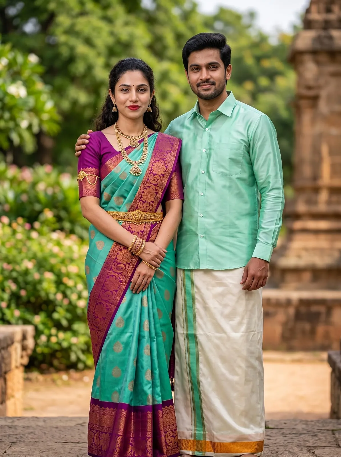 Kalyana Vaibhavam Korvai Couple Silk Set